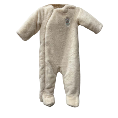 Pekkle - Off White Fluffy Bunny Jumpsuit - Size: 18 months