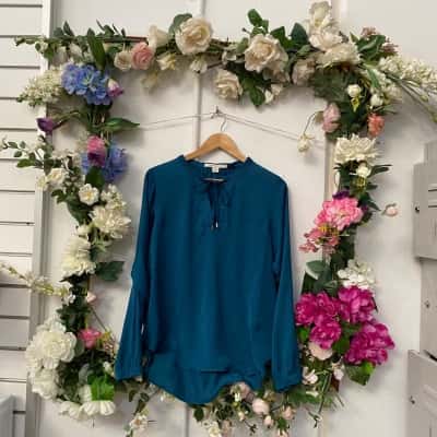 Laura Ashley Womens  Size 10 Long Sleeve Top Teal 