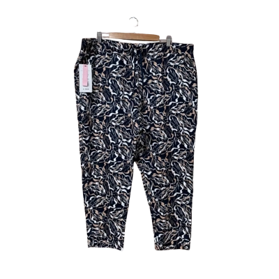BNWT Black Pepper Womens Size 22 Linen Straight Leg Pants Brown / Navy Blue / White RRP $99.99