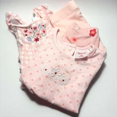  Sprout, Milky, Ollie’s Place Size 00 Pink Spring Value Pack - matching set, leggings & onesie 