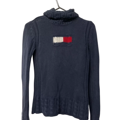 Womens Tommy Hilfiger  Size XS Roll Neck Jumper Navy Blue 100% Cotton