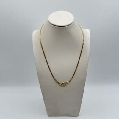 18KGP Necklace With an Illusion Set Diamond & Clear Rhinestones