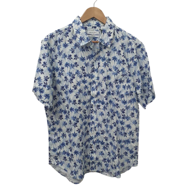 David Jones Mens  Size L Short Sleeve Shirt Blue / White 
