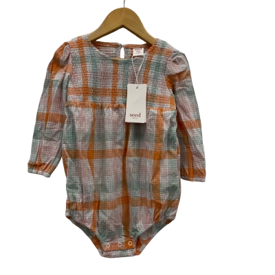 Seed Heritage Baby Size 18-24m / 2 Cotton Onesie Checked BNWT