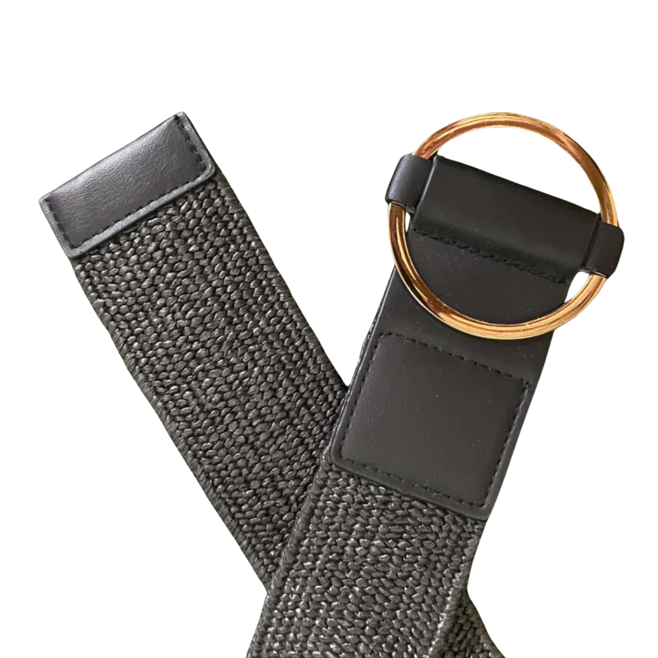 Portmans Black Woven CircleBuckle Belt Size M/L