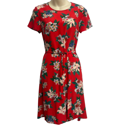 Marcs Size 6 Red Floral Silk Dress 