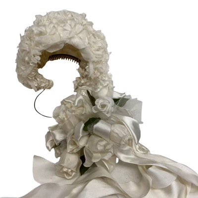 White Floral Headpiece with White Rose Bouquet