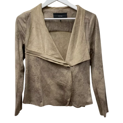 Decjuba Womens Size 10 Faux Suede Jacket Beige / Brown 