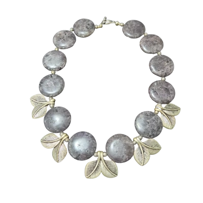 Hand Made Grey Stone Beaded Necklace
