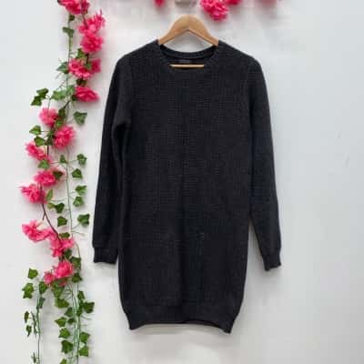 Jayson Brunsdon Black Label Womens Knit Midi Dress Size S Grey