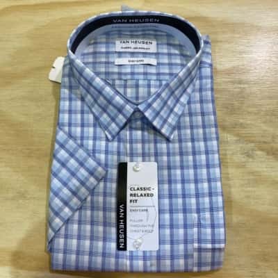 Van Heusen Mens Shirt Size XXXL Blue / Checked / White 