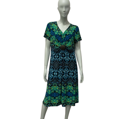 Noni B Womens  Size L Midi Dress Black  / Blue / Green 