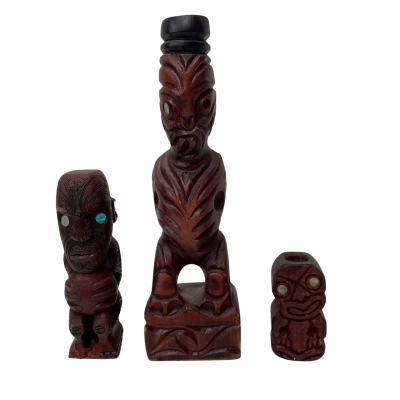 Vintage New Zealand Tikis x3 - Large, Medium & Small