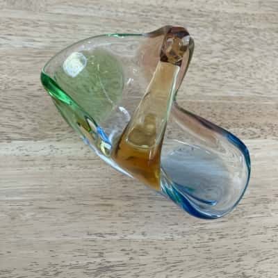 Vintage Bohemian Glass Swan figurine - Czechoslovakia Art glass