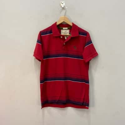 Abercrombie & Fitch Mens Muscle Size L Polo Shirt Blue / Red / White 
