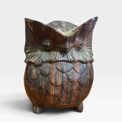 Vintage hand carved wooden owl