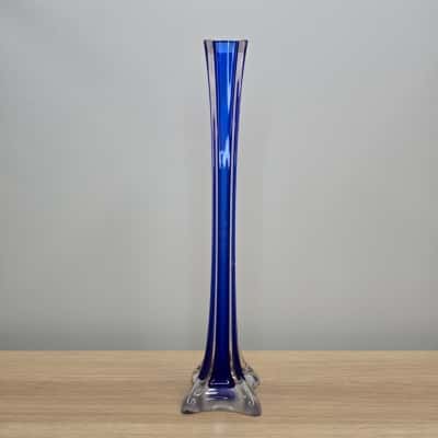 Vintage Cobalt Clear Cased Murano Style Vase 