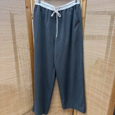 ENA PELLY Womens  Size 14 Wide Leg Pants Grey / Striped 