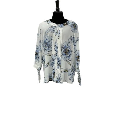 Liz Jordan Womens  Size 12 3/4 Sleeve Top Blue / Floral 