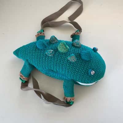 Green Crochet Dinosaur Bag