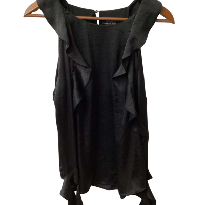 Bardo Womens  Size 10 Sleeveless flounce Top Black  (b)