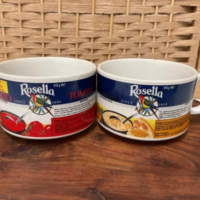 Set Vintage Rosella Soup Mugs Bowls with Handles Homewares Collectable 