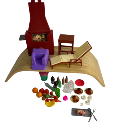 Vintage Barbie BBQ set with food 