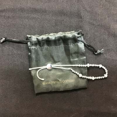 Mimco Womens Adjustable Beaded Silvertone Bracelet