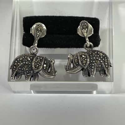 925 Marked Elephant Earrings 
