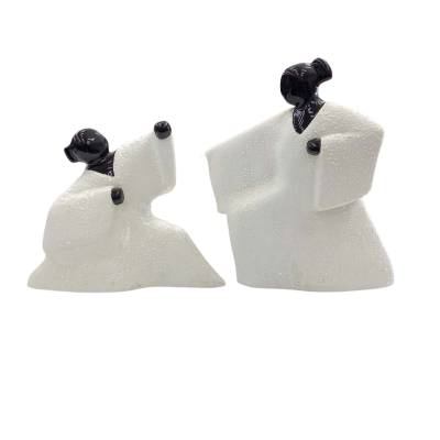 2x Vintage 1980s Abstract Martial Arts Statues 