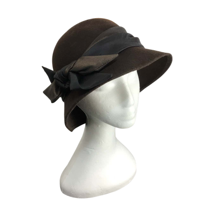  Frangi Womens One Size 100% Wool Brown Cloche 