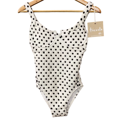 BNWT Womens Size S Black/Cream Polka Dot Knit Bathers 