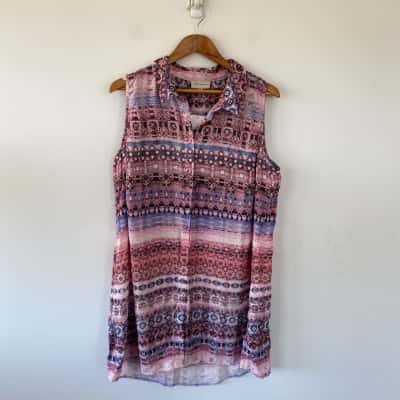 Autograph California Sunset Print Longline Sleeveless Shirt  Size 18 