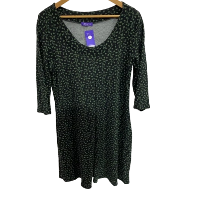 Zali Womens Size 14 Twiggy Dress Black & Green Pattern
