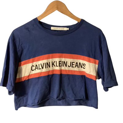 Calvin Klein crop T shirt  Size S Blue / Red / White 