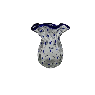 Small Clear/Blue Spot Glass Vase