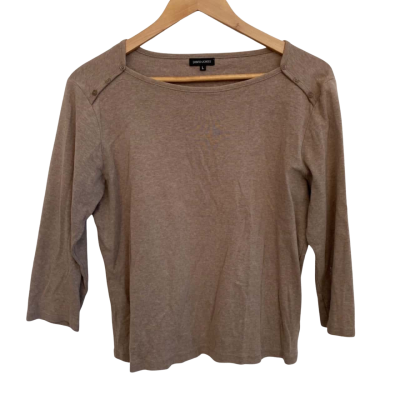 David Jones Womens  Size L 3/4 Sleeve Top Brown 