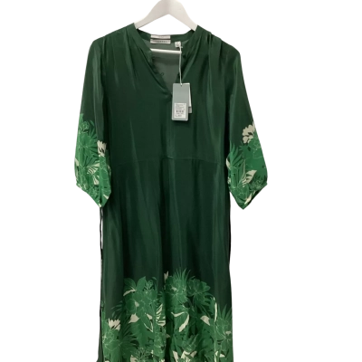 Trenery Womens  Size 14 Maxi Dress Cream / Green 