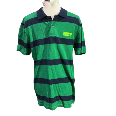 Adidas Mens  Size L Polo Shirt Green / Navy Blue 