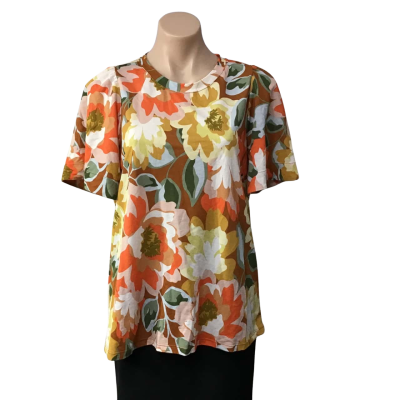 Sussan Womens Size M Multicoloured Floral Short Sleeve Top