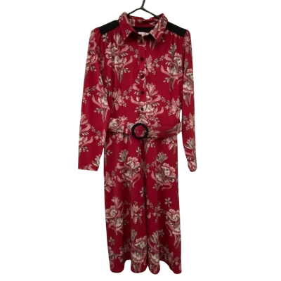 Leona Edmiston Womens  Size 1 Floral Dress / Shirt Dress Multicoloured / Red 