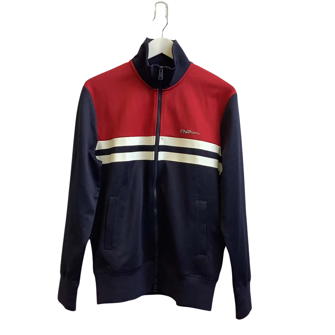 Brand New Ben Sherman Mens Size M Front Zip Jacket Red/Navy (s)