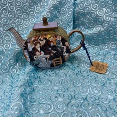 Enamel copper hand painted miniature tea pot 
