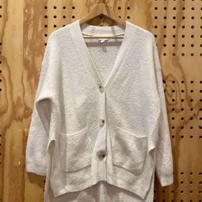 H&M Women's Knitted Button Cardigan White Size S-M