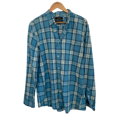 Country Road Mens  Size XL Checked Shirt / Long Sleeve Shirt Blue / Turquoise / White 