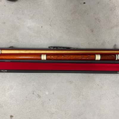Billiard Pool Cue Stick 2 Piece Case Carved wood in case