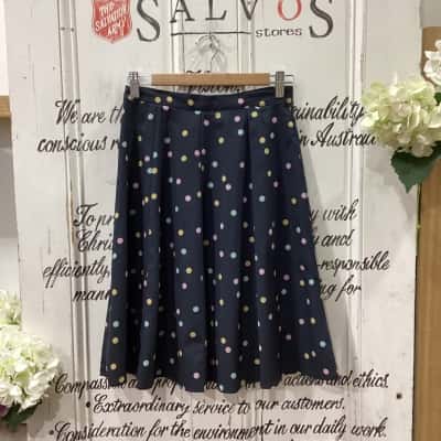 Princess Highway Brand! NWOT! CUTESY LITTLE A-LINE POLKA DOT SKIRT! Womens  Size 8 A-Line Skirt / Midi Skirt Navy Blue / Pattern / Polka Dot 