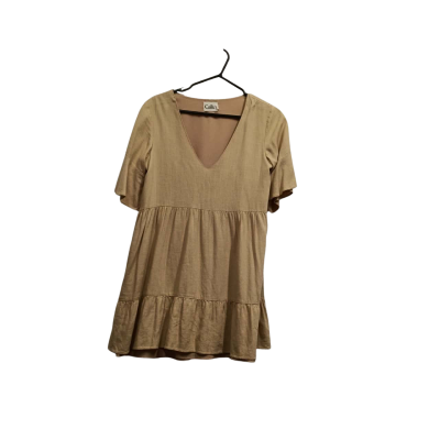 Calli Womens  Babydoll Short Sleeve top  Beige Size 8 