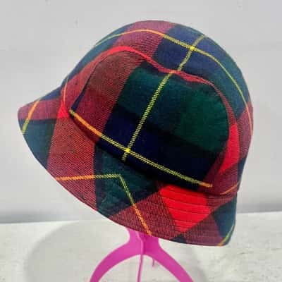 Vintage The Scotch House 100% Pure New Wool Red Tartan Hat 