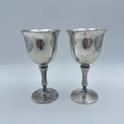 2 x Silver Plated Grenadier Goblets England